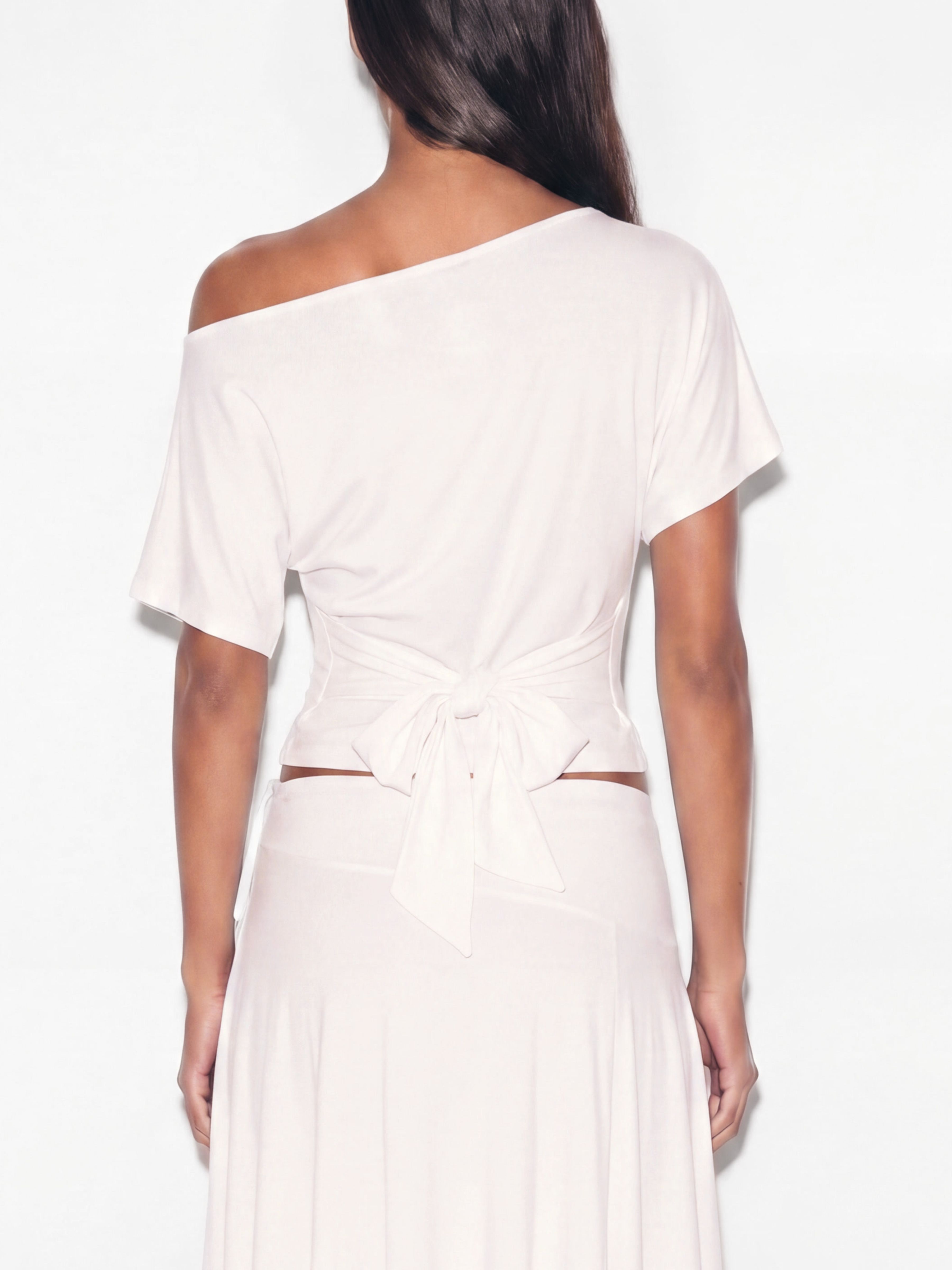 off shoulder tie top